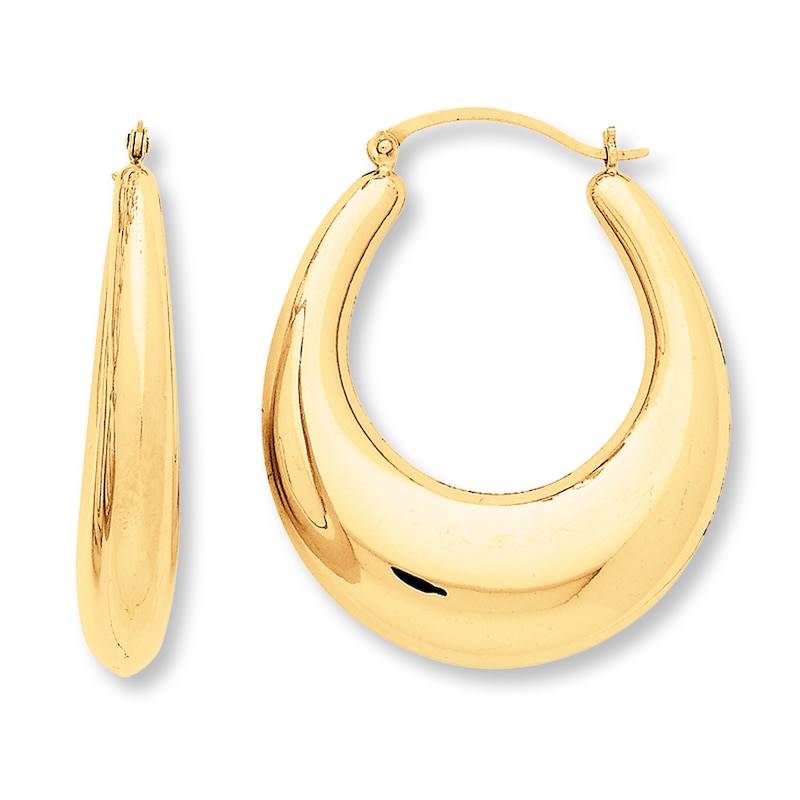 Tapered Hoop Earrings 14K Yellow Gold