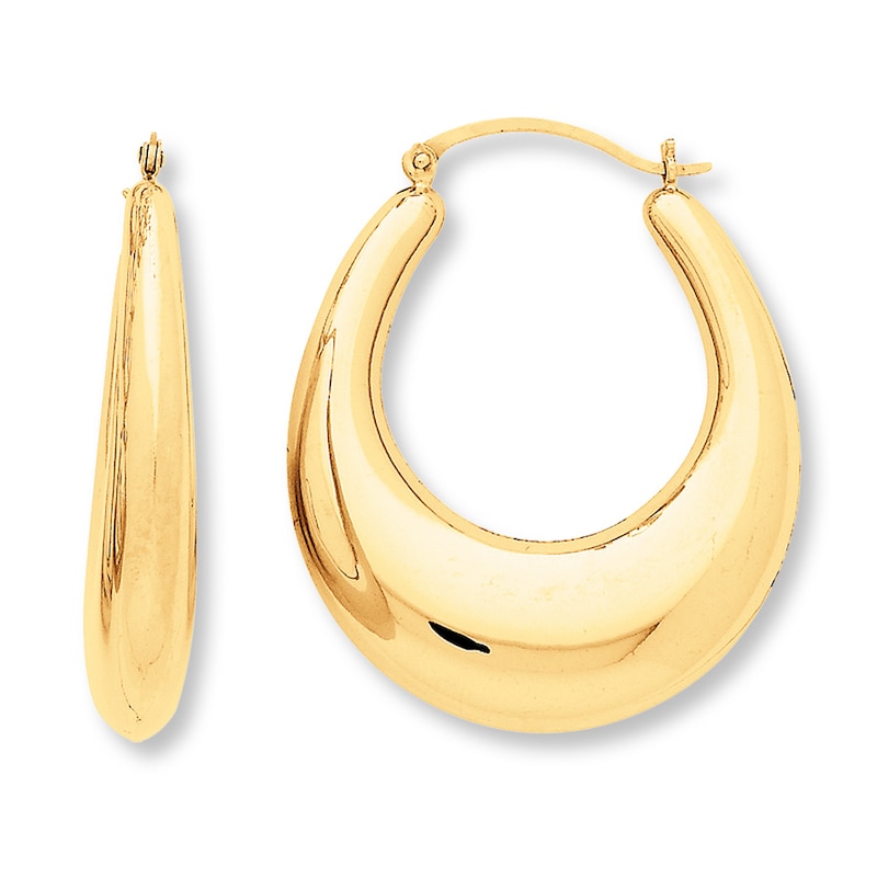 Main Image 1 of Tapered Hoop Earrings 14K Yellow Gold