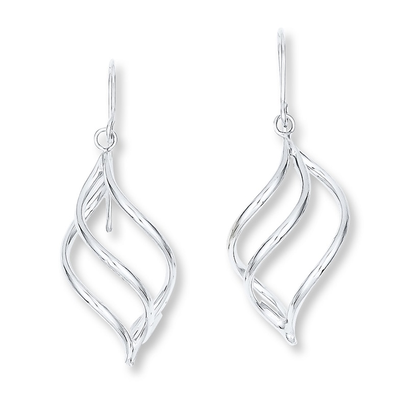 Main Image 1 of Dangle Earrings 14K White Gold