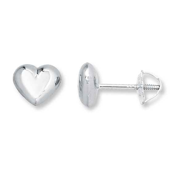 Children's Heart Earrings 14K White Gold