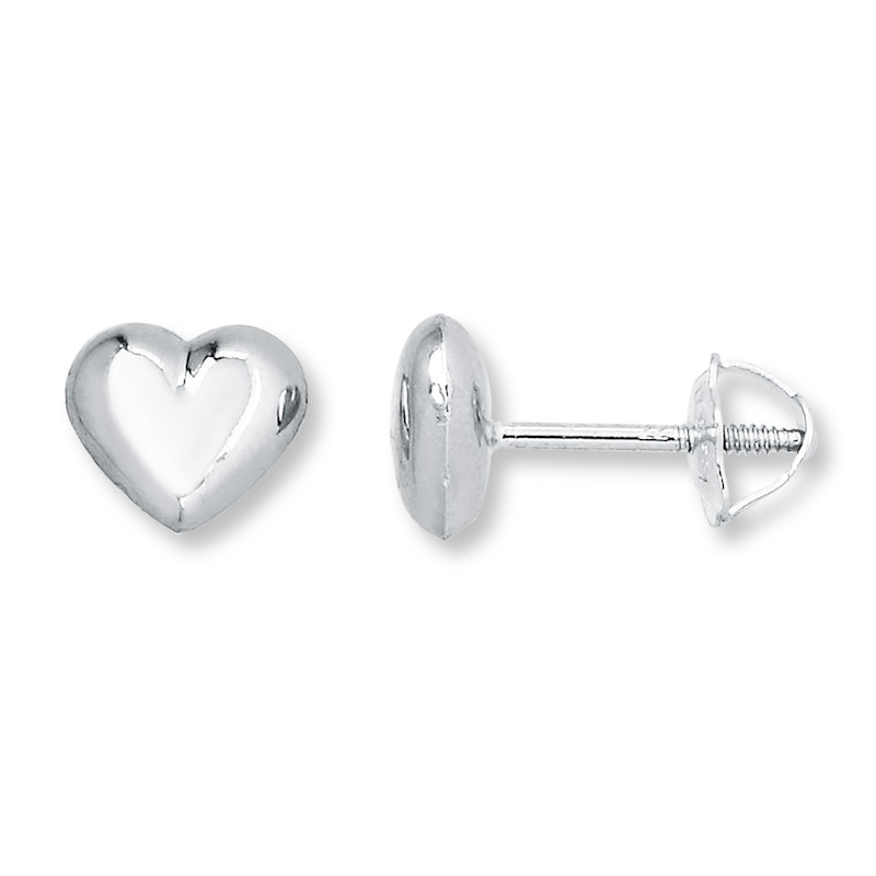 Main Image 1 of Children's Heart Earrings 14K White Gold