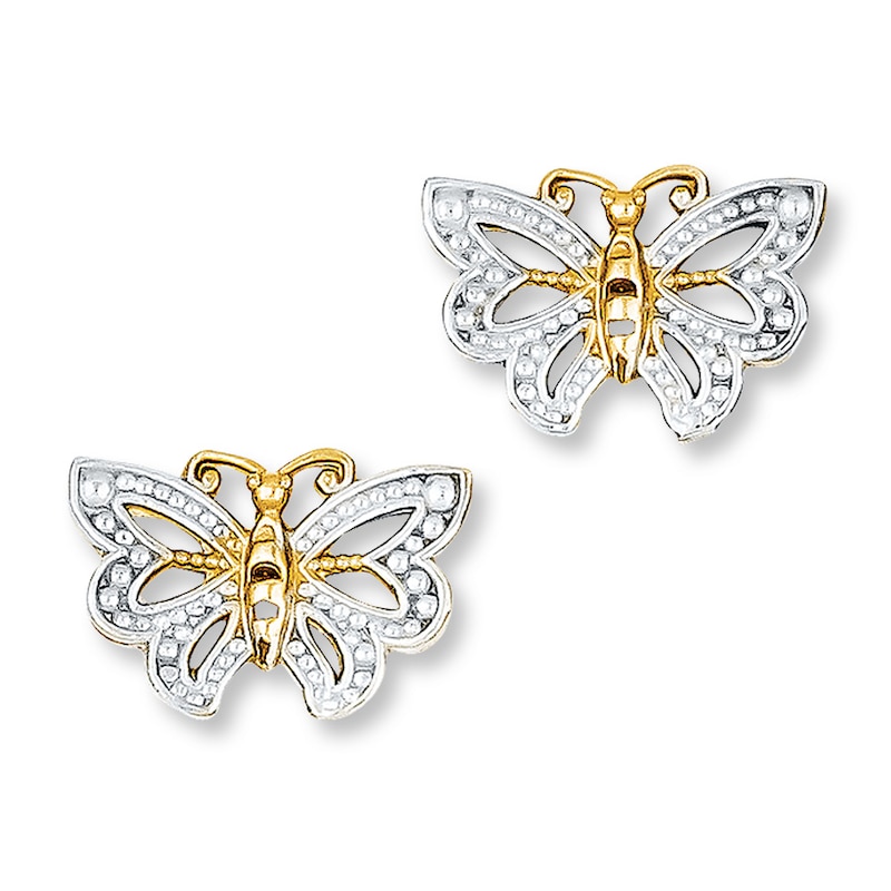 Main Image 1 of Butterfly Earrings 14K Yellow Gold