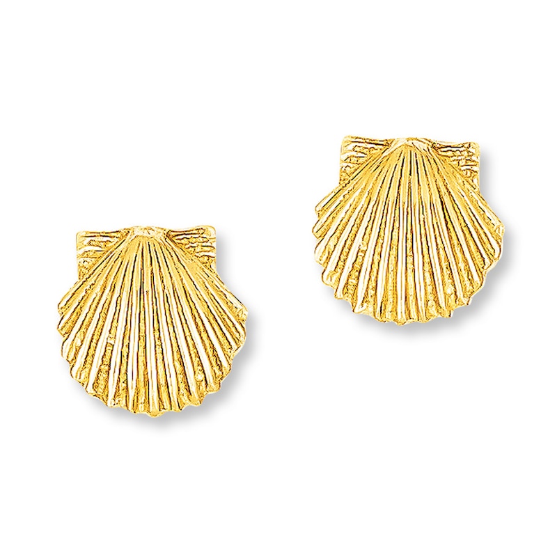 Seashell Earrings 14K Yellow Gold