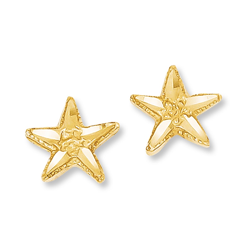 Main Image 1 of Starfish Earrings 14K Yellow Gold
