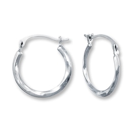 Twist Hoop Earrings 14K White Gold 16mm