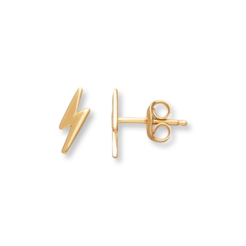 Young Teen Lightning Bolt Earrings 14K Yellow Gold