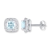 Thumbnail Image 1 of Aquamarine Earrings 1/10 ct tw Diamonds 10K White Gold
