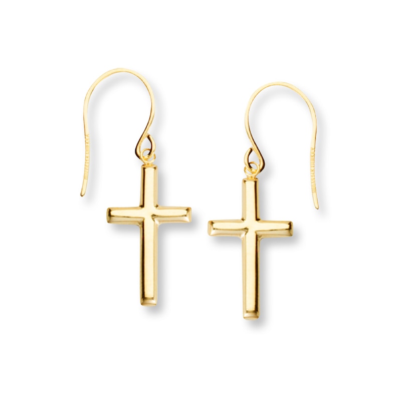 Main Image 1 of Cross Earrings 14K Yellow Gold