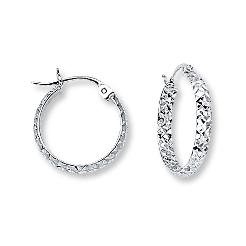 Hoop Earrings 14K White Gold 15mm