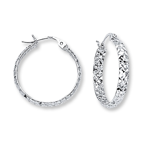 Hoop Earrings 14K White Gold 20mm | Kay