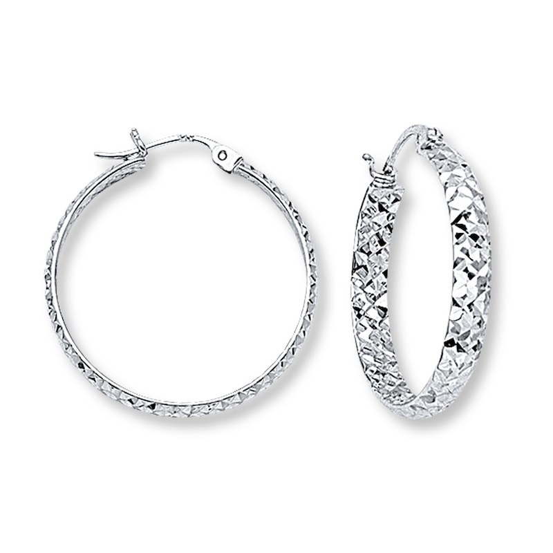 Hoop Earrings 14K White Gold 25mm | Kay