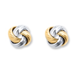 Love Knot Earrings 14K Two-Tone Gold