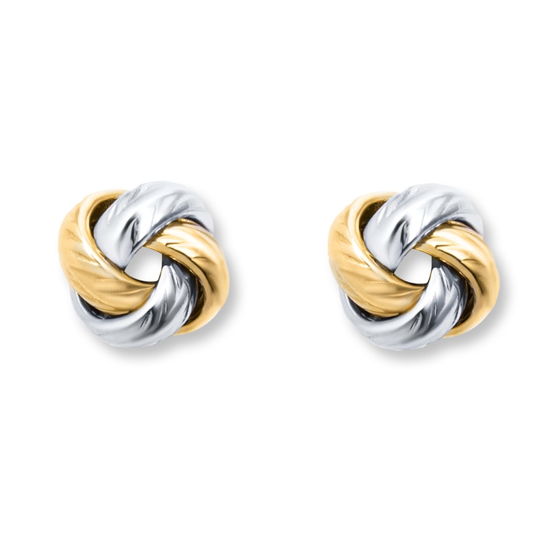 Main Image 1 of Love Knot Earrings 14K Two-Tone Gold