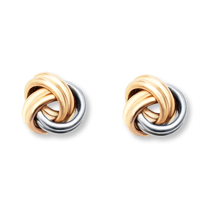 Main Image 1 of Love Knot Earrings 14K Two-Tone Gold