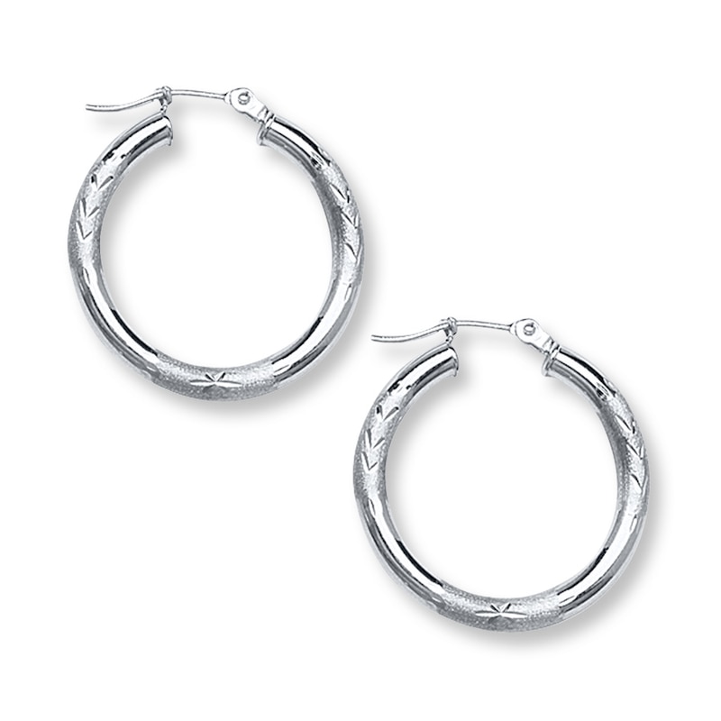 Main Image 1 of Hoop Earrings 14K White Gold 25mm