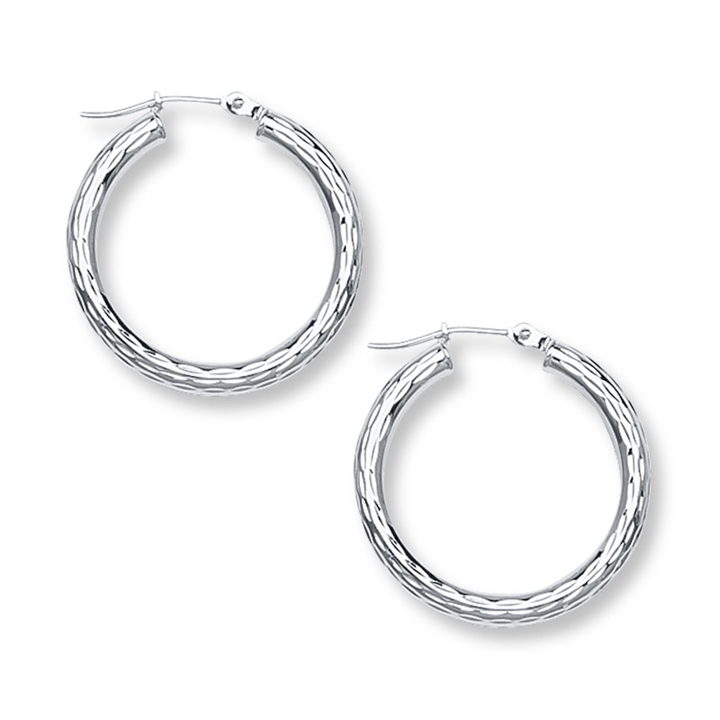 Main Image 1 of Hoop Earrings 14K White Gold 25mm