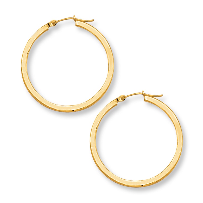 Hoop Earrings 14K Yellow Gold 30mm