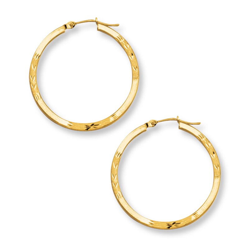 Hoop Earrings 14K Yellow Gold 30mm