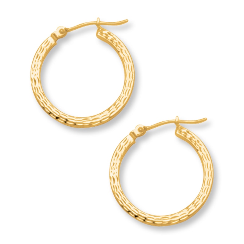 Hoop Earrings 14K Yellow Gold 20mm with 360