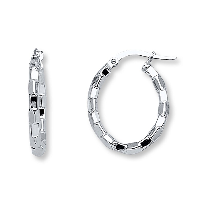 Florentine Hoop Earrings Tumbling Blocks 14K White Gold 20mm