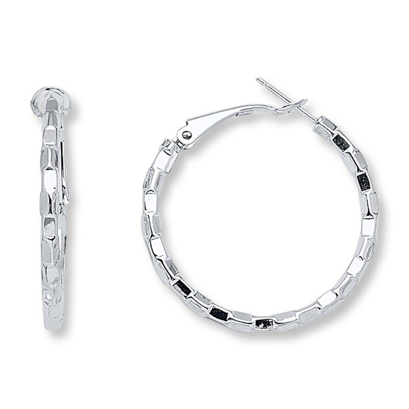 Main Image 1 of Florentine Hoop Earrings 14K White Gold 30mm