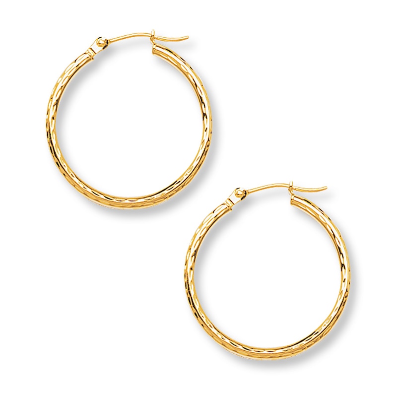 Classic Gold Hoop Earrings 25mm - 14K White Gold