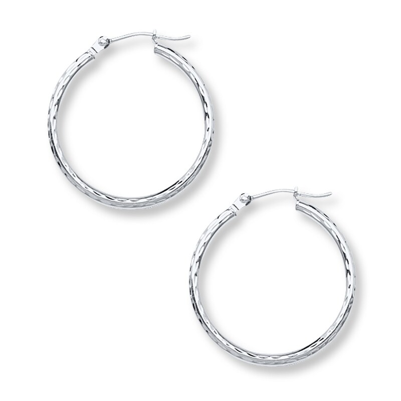 Main Image 1 of Hoop Earrings 14K White Gold 25mm