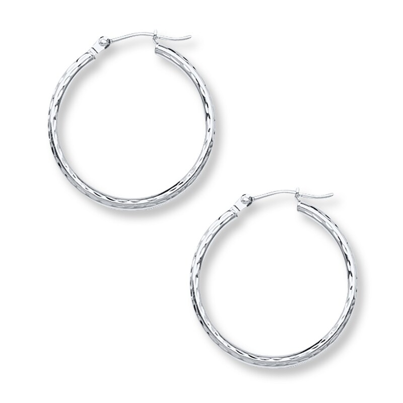 Hoop Earrings 14K White Gold 25mm