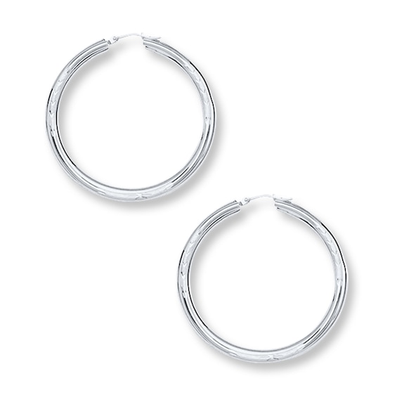 Hoop Earrings 14K White Gold 25mm