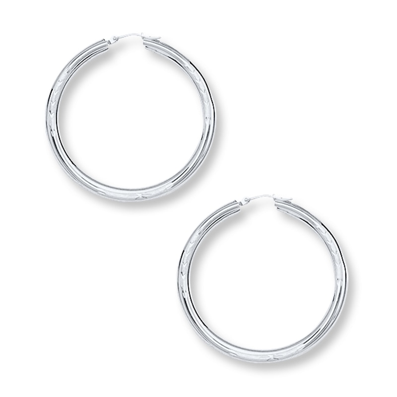 Main Image 1 of Hoop Earrings 14K White Gold 25mm