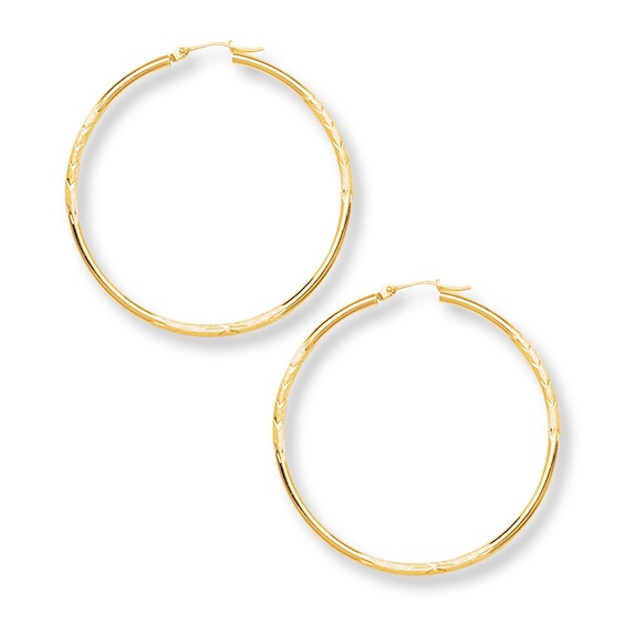 Hoop Earrings 14K Yellow Gold 40mm