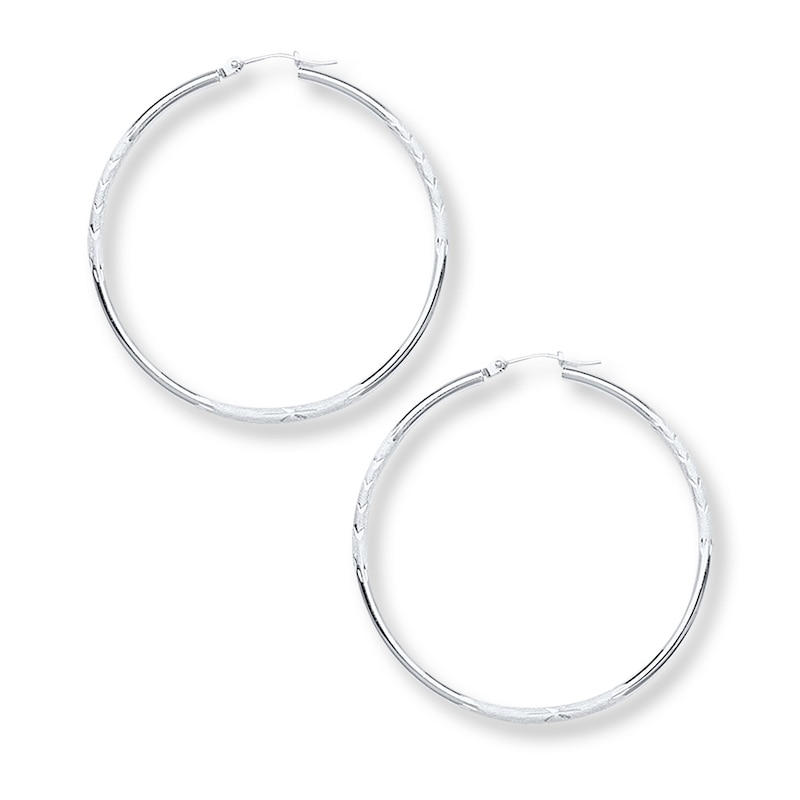 Hoop Earrings 14K White Gold 40mm