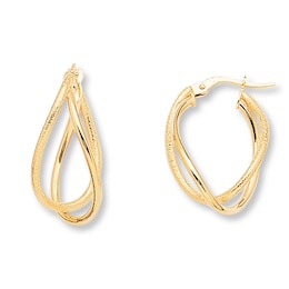 Twisted Hoop Earrings 14K Yellow Gold