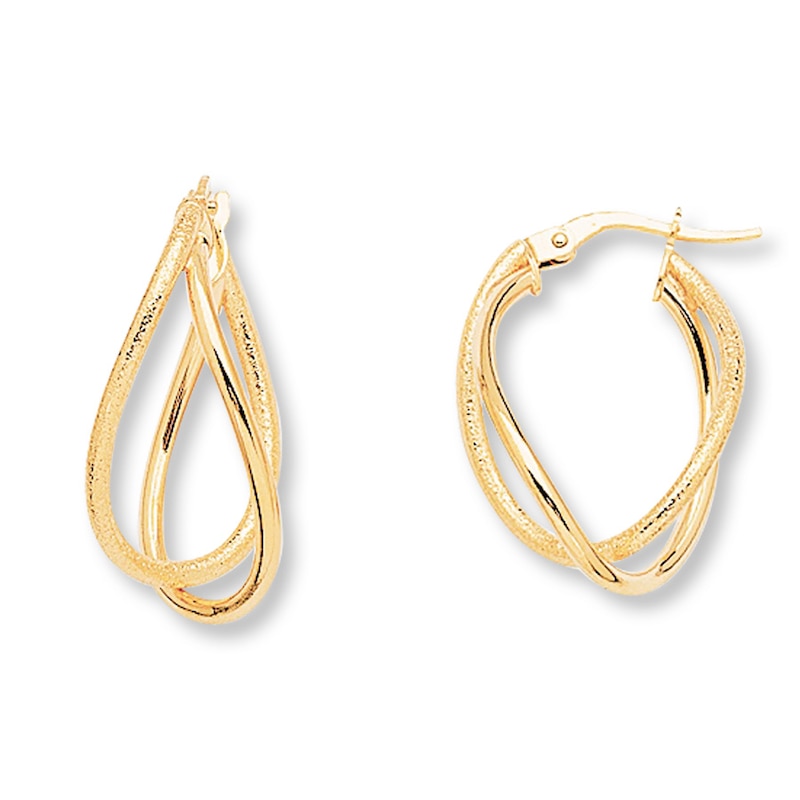 Main Image 1 of Twisted Hoop Earrings 14K Yellow Gold