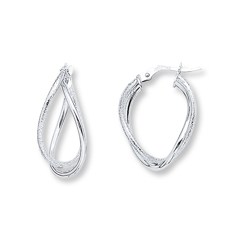 Main Image 1 of Twisted Hoop Earrings 14K White Gold