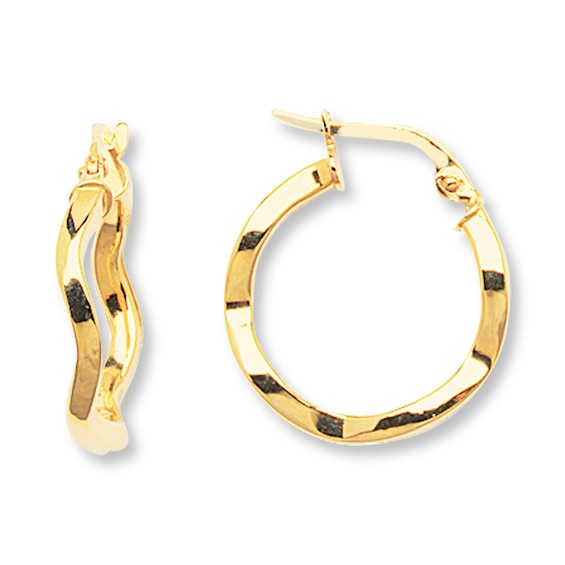 Geometric Hoop Earrings 14K Yellow Gold 20mm