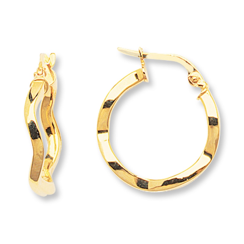 Geometric Hoop Earrings 14K Yellow Gold 20mm with 360