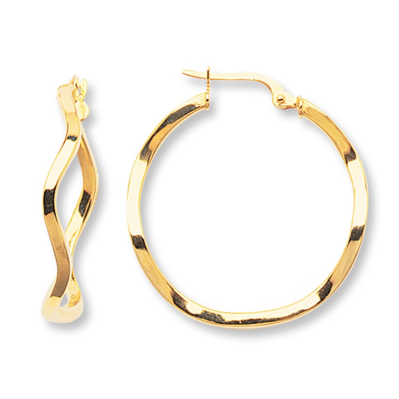 Main Image 1 of Geometric Hoop Earrings 14K Yellow Gold 30mm