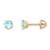 Thumbnail Image 1 of Children's Stud Earrings Blue Cubic Zirconia 14K Yellow Gold