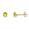 Thumbnail Image 0 of Children's Stud Earrings Green Cubic Zirconia 14K Yellow Gold