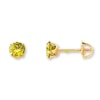 Thumbnail Image 1 of Children's Stud Earrings Green Cubic Zirconia 14K Yellow Gold
