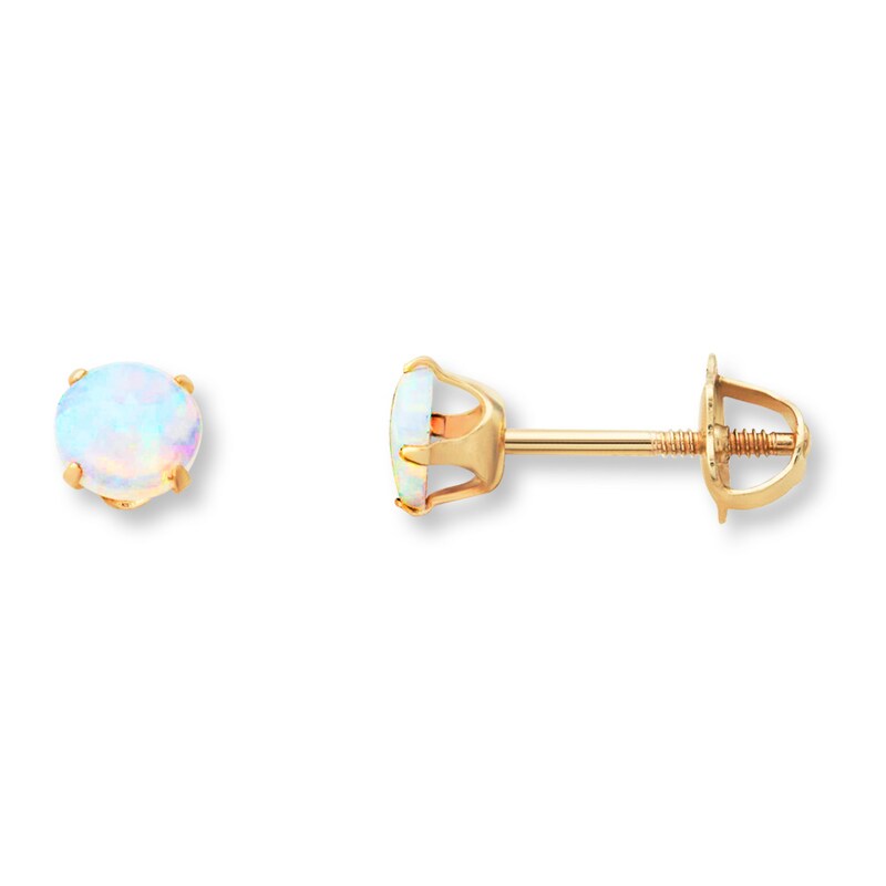 14k Polished w/Created White Opal Flip Flop Post Earrings in 14k Yellow Gold 14k Polished w/Created White Opal Flip Flop Post Earrings in 14k Yellow Gold