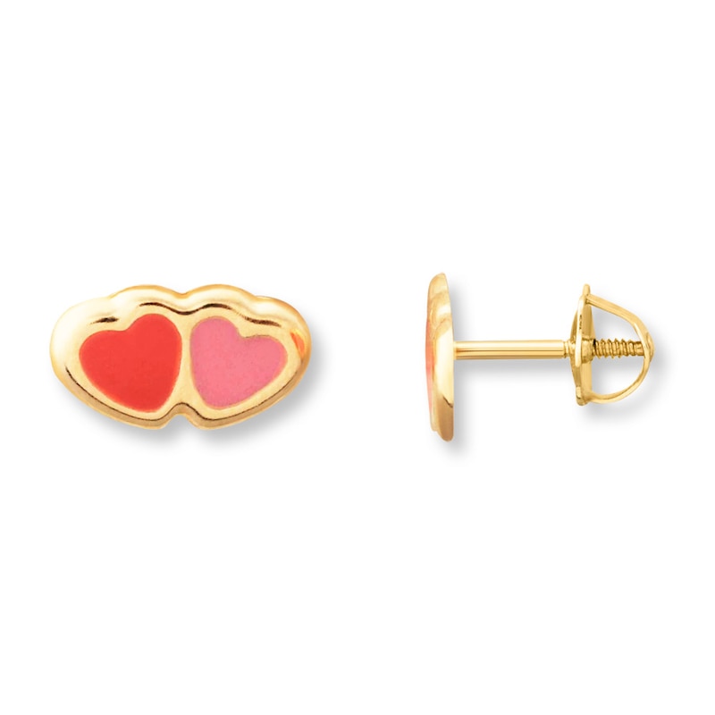 Main Image 1 of Children's Heart Earrings 14K Yellow Gold