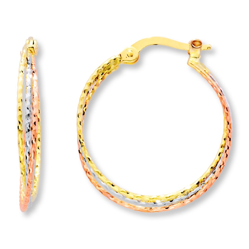 Main Image 1 of Hoop Earrings 10K Tri-Color Gold