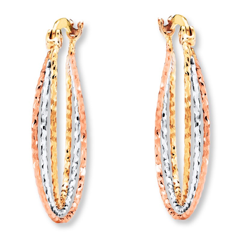 Main Image 2 of Hoop Earrings 10K Tri-Color Gold