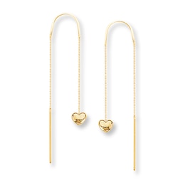 Heart Threader Earrings 14K Yellow Gold