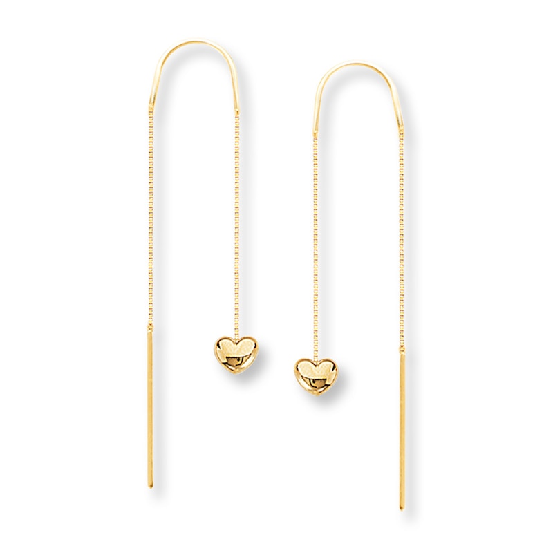 Main Image 1 of Heart Threader Earrings 14K Yellow Gold