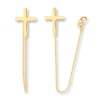 Thumbnail Image 1 of Cross Front-Back Earrings 14K Yellow Gold