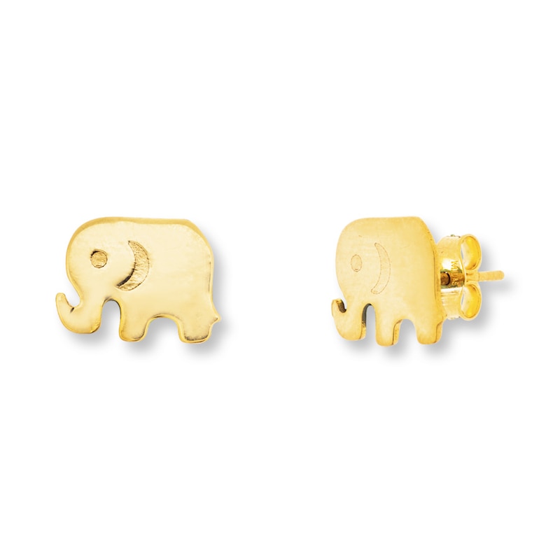 Elephant Earrings 14K Yellow Gold with 360