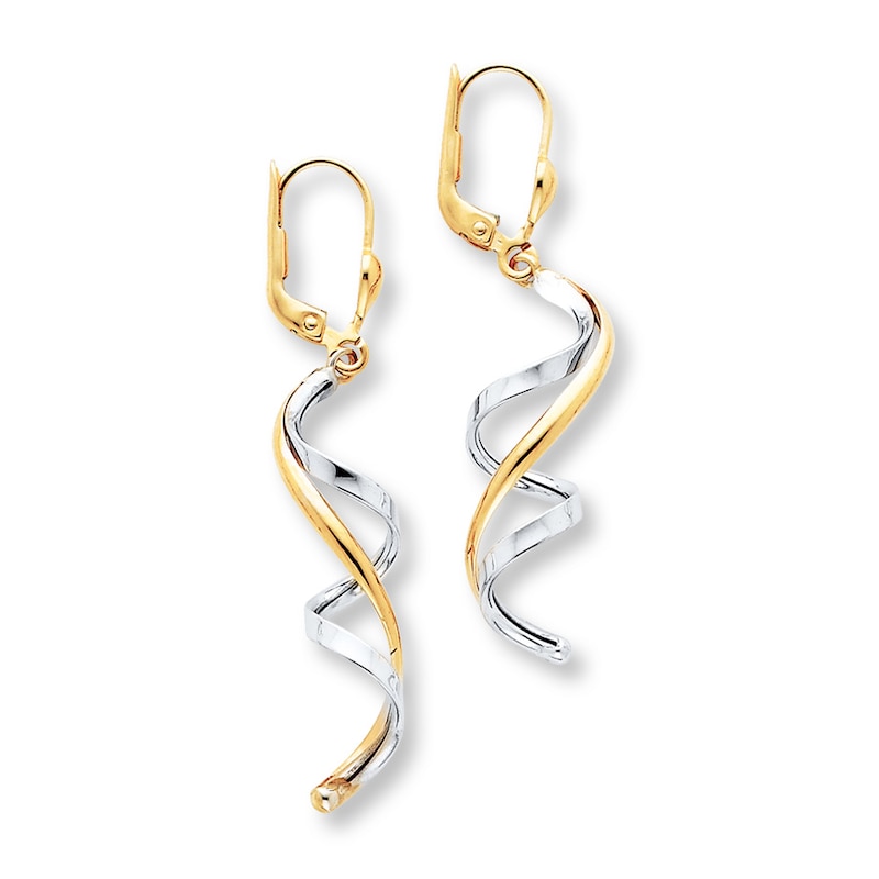 Main Image 1 of Spiral Earrings 14K Two-Tone Gold